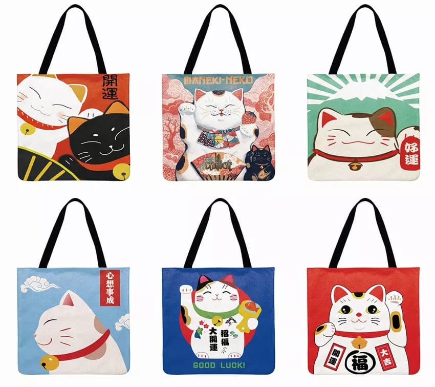 Lucky Cat Printed Tote